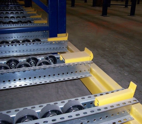 Corrosion protection pallet flow rail, pallet stretching system, pallet conveyor